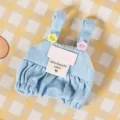 Mini salopette in denim per bambole di peluche 10-14cm, vestiti fatti a mano deliziosi. - Salopette a Lanterna (Blu)
