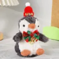Primo piano del ciondolo pinguino di peluche con cappello di Natale rosso e fiocco con campana. - Campana Cappello Rosso (Nudo)