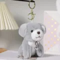 Simpatico portachiavi cane in peluche grigio con campanello, ciondolo per borsa morbido. - Portachiavi in Oro / Grigio / 12cm