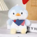 Cute blue plush toy pendant cartoon animal doll bag charm fluffy soft hanging ornament gift - Little Penguin (With Bib) / Bare (No Attachment)