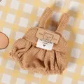 Carina salopette marrone in tessuto waffle per bambole peluche 10-14cm con etichetta. - Salopette a Lanterna (Marrone)