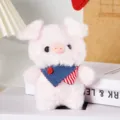 Cute pink plush pig stuffed animal toy with adorable scarf, soft mini doll pendant for bags. - Little Pig (With Bib) / Bare (No Attachment)