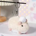 Simpatico portachiavi peluche topo cuoco, ciondolo morbido per zaino grazioso accessorio. - Portachiavi in Argento / Bianco avorio