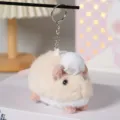 Dettaglio portachiavi peluche topo cuoco carino, tessuto soffice con anello metallico. - Cerchio / Bianco avorio