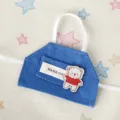 Mini grembiule bavaglino in denim blu per vestiti da bambola di cotone 10 cm ricamo orsetto - Grembiule Orso Blu