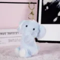 Cute light blue elephant plush keychain, soft fluffy animal bag charm pendant for daily use. - Blue Elephant (Gold Keychain)