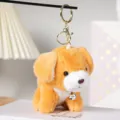 Grazioso portachiavi cane in peluche con campanello, morbido ciondolo borsa cucciolo. - Portachiavi in Oro / Arancione / 12cm