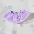 Primo piano dettagliato della gonna per bambole viola, tulle mesh con piccolo fiocco grazioso. - Gonna in Pizzo Viola