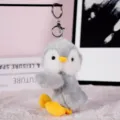 Cute plush penguin keychain stuffed animal toy soft gray pendant keyring cute gift for girls - Gray Penguin (Silver Keychain)