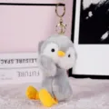 Plush duck keychain cute animal doll soft toy pendant fluffy bag charm cute key ring - Gray Penguin (Gold Keychain)