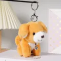 Carino portachiavi cucciolo di peluche cane giallo animale morbido borsa charm accessorio - Portachiavi in Argento / Arancione / 12cm