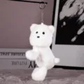 Cute white fluffy plush animal keychain soft toy bag pendant daily cute accessories - White Dog (Round Buckle)