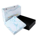 Blauwe marmeren geschenkdoos set en papieren tas voor verjaardagen en feestdagen. - 9x7x6cm / Blauwe Marmer Kleine Doos met Tas