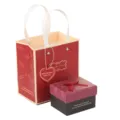 Rode cadeautas en bijpassende doos set met lint handgrepen voor verjaardagscadeaus. - 9x7x6cm / Wijnrode Doos met Tas