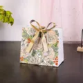 Champagne rozen geschenkzak met lint voor kleding, snoep en feestelijke verpakking. - Champagne Roos (Tweekleurig Lint) / Klein (18x16x10cm)