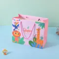 Cute pink cartoon animal gift paper bag for kids party snacks packaging and presents 1pc - Pink 0111 Cartoon Bag - Small