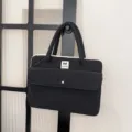 Schwarze gesteppte Laptoptasche niedliche Computertasche leichte Aktentasche Hülle - L / Schwarz