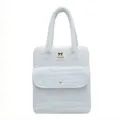 Hellblaue gesteppte Laptop-Tasche mit Schleife, süße Tablet-Handtasche für Damen und Alltag. - S / Blau