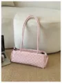 Borsa a spalla baguette a pois rosa, dolce stile estivo borsa sottobraccio con doppi manici. - senza ciondolo / Rosa