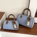 Denim Boston handbag for women retro casual single shoulder crossbody bag set variant. - L