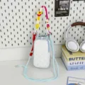 Bunte Dopamin Umhängetasche lässige Handy Tasche Canvas Eimer Tasche mit geflochtenem Gurt. - Blau