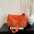Orange lightweight travel duffel bag stylish portable short trip fitness gym handbag for women - Orange