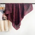 Wine red paisley print small square silk scarf vintage retro fashion neckerchief - 90x90cm / Red (90RZW33)