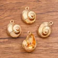 Gold Shell Charms Alloy Pendants DIY Jewelry Findings Ocean Theme Craft Accessories 4pcs - Conch Shape (No. 30)