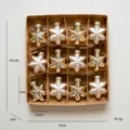 Christmas glass star ornament set, gold decorative balls in box with size details. - Star Ornaments (12 Pieces/Boxed) / 16.5x15x2cm / Champagne