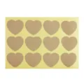 Adesivi a cuore in carta kraft, 12 pezzi per foglio, ideali per sigillare regali e decorare. - T7738# Adesivo in Carta Kraft a Cuore / Set da 12