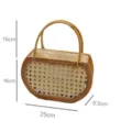Woven Rattan Crossbody Bag Vintage Half-Round Straw Shoulder Bag Casual Beach Handbag - 23*9*16cm / Bamboo and Rattan Bag (White)