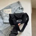 Japanische minimalistische Nylon Umhängetasche lässige Crossbody Dumpling Tasche Alltag - Schwarz
