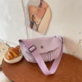 Casual nylon crossbody bag for women, lightweight crescent dumpling bag, stylish shoulder bag. - Purple
