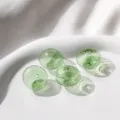 Green flat round hollow glass beads variant for DIY necklace bracelet earrings accessories - 2 Pieces/Pack / Green