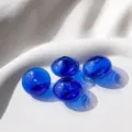 Blue round hollow glass beads for DIY jewelry making, smooth wheel shaped gemstone spacer. - 2 Pieces/Pack / 4# Klein Blue