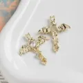 Gothic bat wing cross heart pendant for DIY jewelry making necklace bracelet earrings - 1 Piece / Gold Tone Clear Rhinestone (3#)