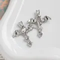 Gothic bat wing cross pendant DIY jewelry accessories silver heart crystal charm necklace bracelet - 1 Piece / Silver Tone White Rhinestone (7#)