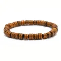 Pulsera de abalorios de madera retro para hombres y mujeres, joyeria etnica de estilo. - Tostado