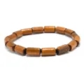 Brazalete de cuentas de madera cilíndricas, diseño de madera empalmada retro, unisex. - Estilo A (HT1964)