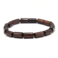 Pulsera de cuentas de madera cilindrica vintage para hombres mujeres cadena marron oscura elegante - Estilo B (HT1964)