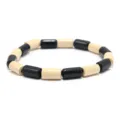 Pulsera minimalista retro de cuentas de madera cilíndricas, diseño empalmado en blanco y negro. - Estilo C (HT1964)