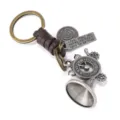 Vintage Metal Horn Keychain Leather Woven Car Key Ring Pendant Men Pants Chain Variant - Brown