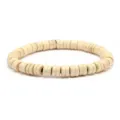 Vintage wooden abacus bead bracelet for men and women, simple ethnic style fashion jewelry. - Off White