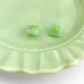 Green square imitation jade cheongsam buttons retro glass Chinese style DIY accessories - Square Button / Cyan Jade Color