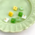Colorful imitation jade qipao buttons, retro colored glaze decorative DIY clothing accessories. - Square Button / Multicolor