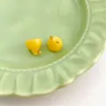 Yellow jade-like glass Chinese style cheongsam clothing decorative buttons DIY craft accessories 2pcs - Horizontal Hole Lotus Pod Button / Topaz Color