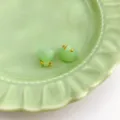 Green Jade Frog Cheongsam Button Retro Hanfu Chinese Style DIY Craft Accessories - Horizontal Hole Lotus Pod Button / Cyan Jade Color