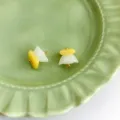 Yellow and white layered faux jade glass DIY buttons, vintage Chinese style accessories. - Blue and White Porcelain Ingot Button 02 / Blue and White