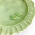 Green leaf imitation jade cheongsam button variant accessory for Chinese style clothing - Leaf Button / Cyan Jade Color
