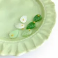 Leaf shaped imitation jade buttons in green and white, perfect for Chinese Hanfu and Cheongsam. - Leaf Button / Multicolor